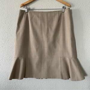 Antonio Melani Pencil Skirt Women’s 14 Beige Shimmer Ruffle Side Zipper Flounce